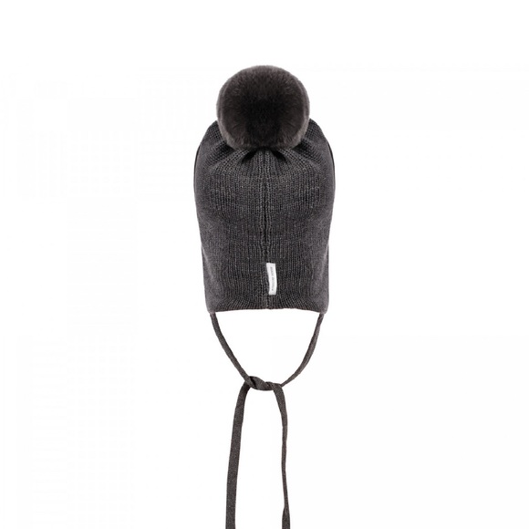 IL TRENINO Pom - Pom Fur Cap in Gray,New with out tag ❄️Made in Italy 🇮🇹 - Picture 3 of 4